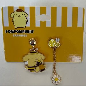 NWT Pompompurin Sanrio Earrings Bumblebee Flower Y2K Kawaii Yellow